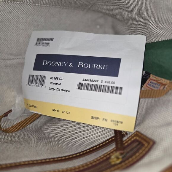 Dooney & Bourke Large Zip Barlow Florentine Leather Tote In Chestnut - Picture 9 of 9